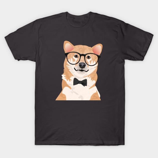 Hipster Shiba Inu T-Shirt T-Shirt by riin92